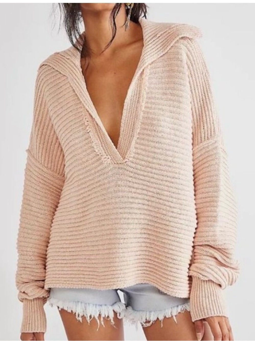 Free People Marlie Pullover Sweater Dusty Pink S